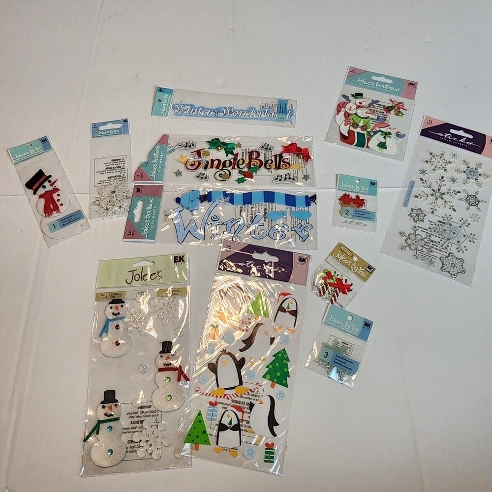 Winter Christmas Snow Snowmen Penguin scrapbook sticker bundle Craft DIY
